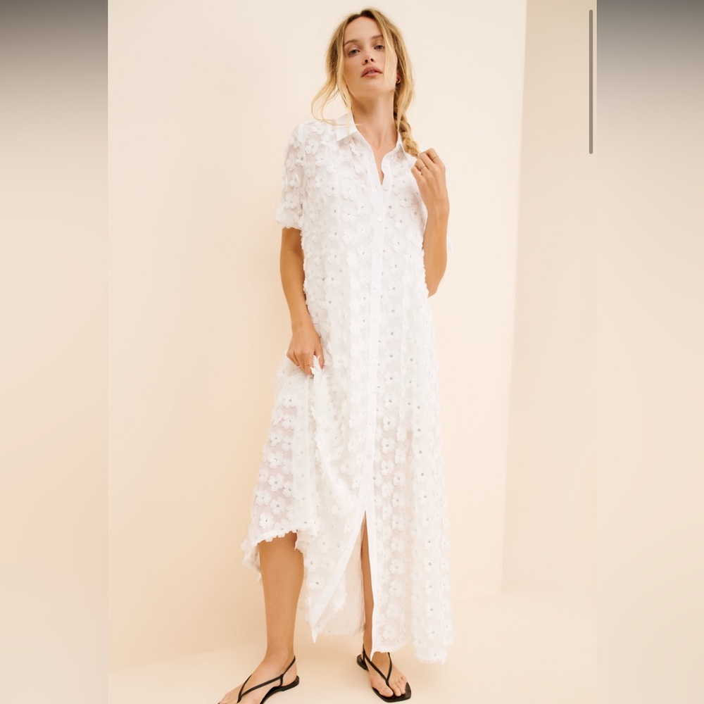 Porridge 3D Floral Shirt Dress